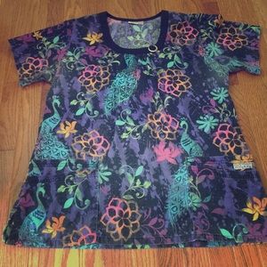 Uniform Advantage Peacock Scrub Top Size Large