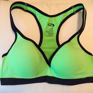 Lime green racerback sports bra