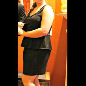 Black peplum formal dress w/ built in necklace