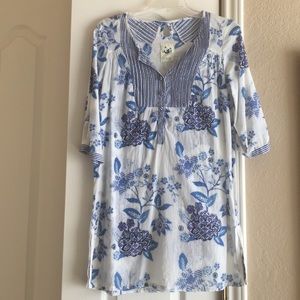 New Listing. Antropolgies Blue/white Tunic.