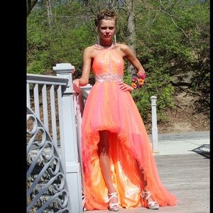 MacDuggal neon orange prom / formal dress