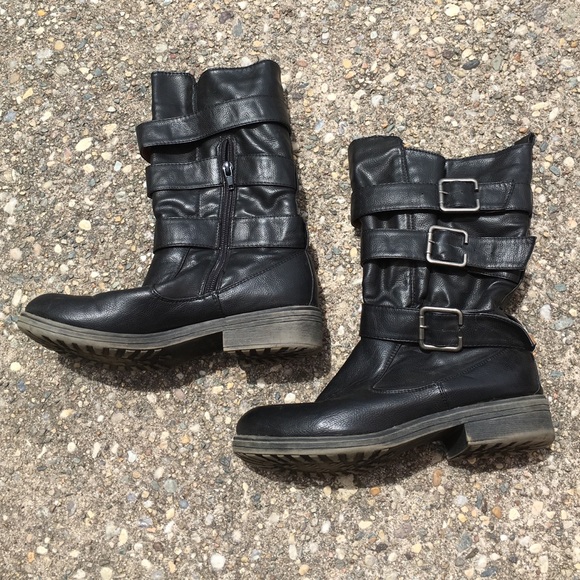 black combat boots