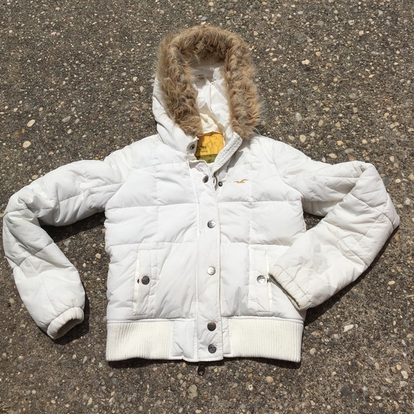white hollister coat