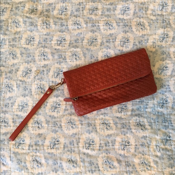 Foldover Leather Clutch
