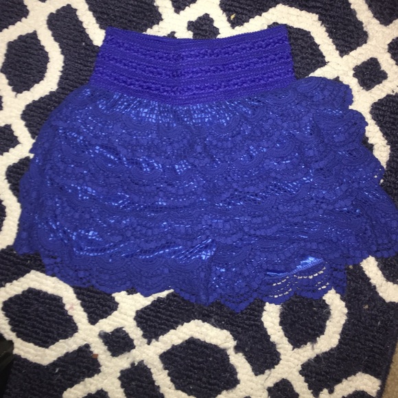 Cobalt blue lace shorts