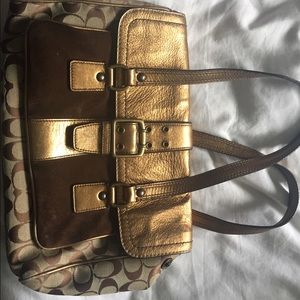 Authentic coach purse brown and gold