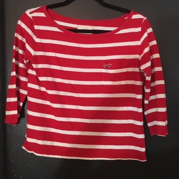 hollister red and white striped shirt