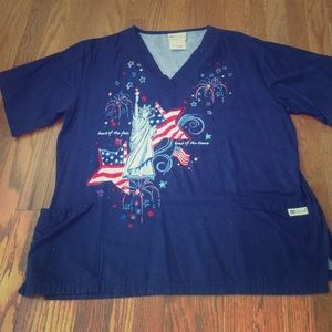 Lady Liberty Navy Scrub Too Sz Large