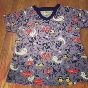 Halloween Scrub Top Sz Large