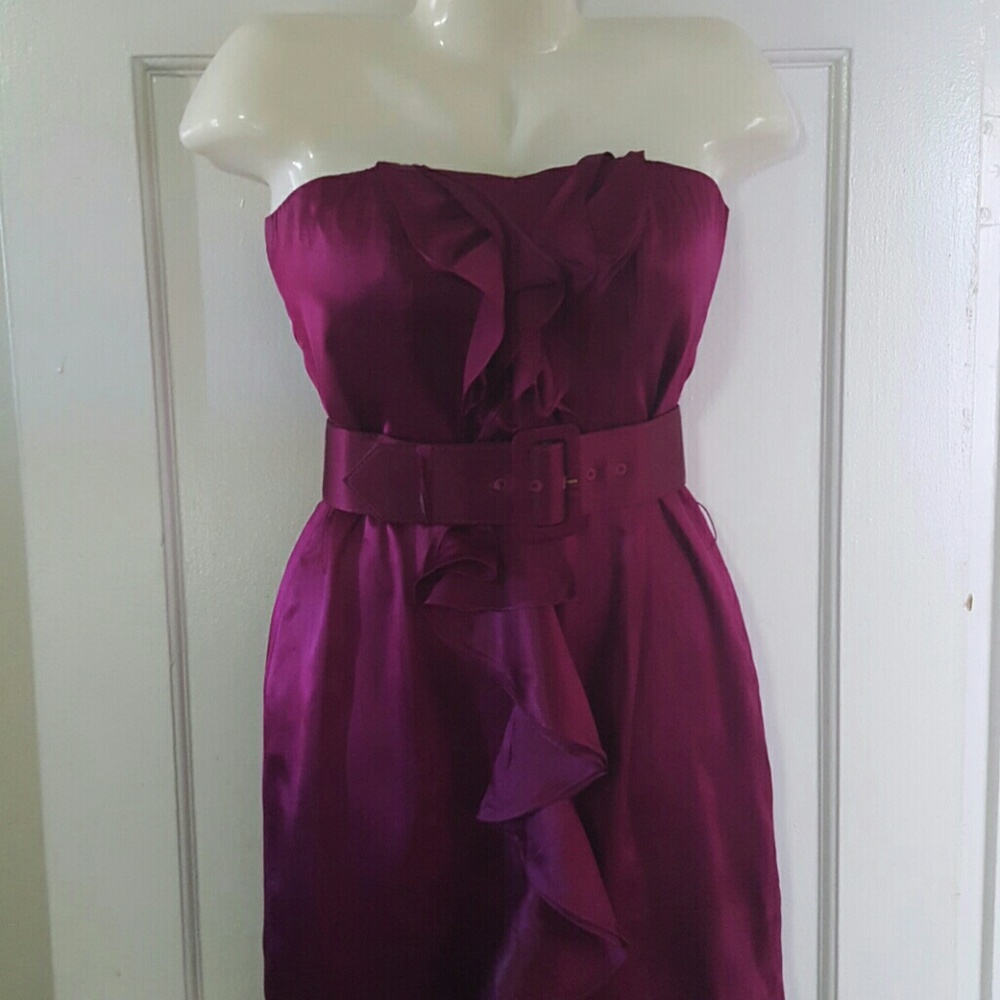 Express Size 4 Cascade Ruffle Belted Tube Dress