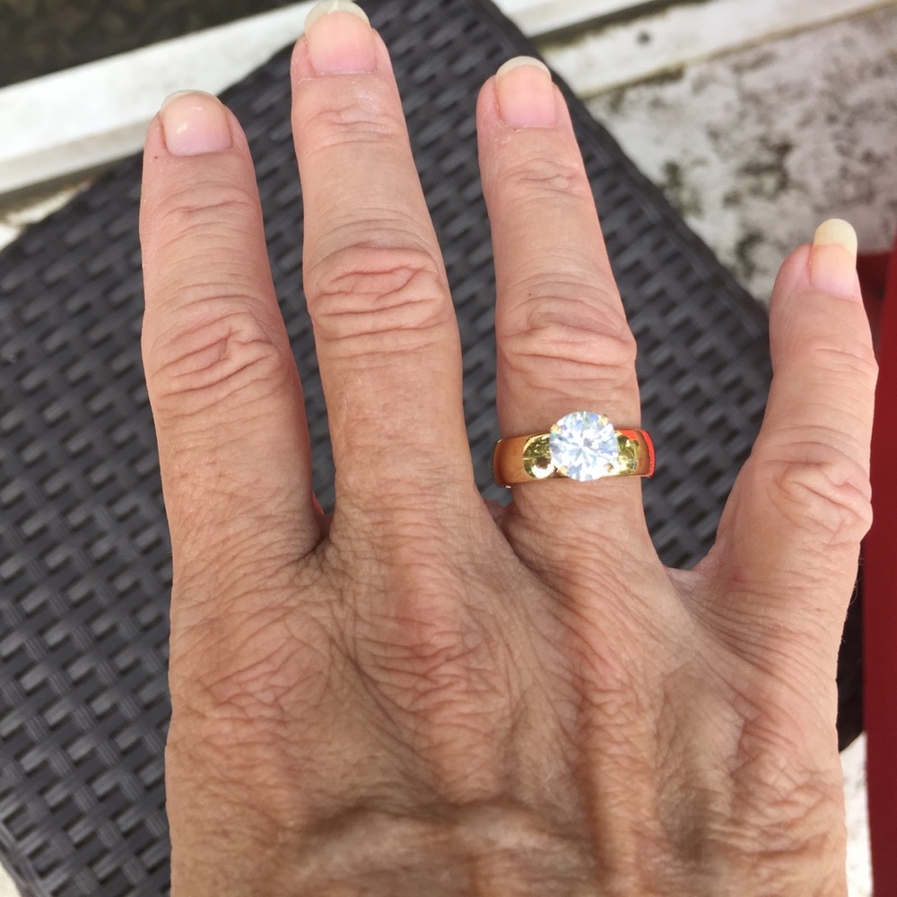 Beautiful CZ Yellow Gold over SS Ring size 7 only - Picture 3 of 4