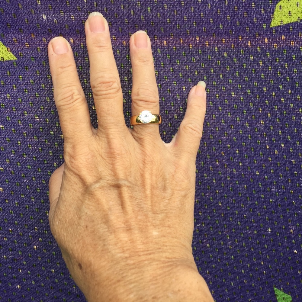 Beautiful CZ Yellow Gold over SS Ring size 7 only - Picture 4 of 4