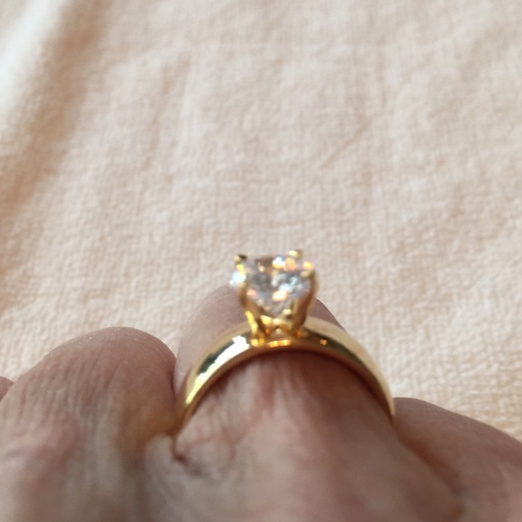 Beautiful CZ Yellow Gold over SS Ring size 7 only - Picture 2 of 4