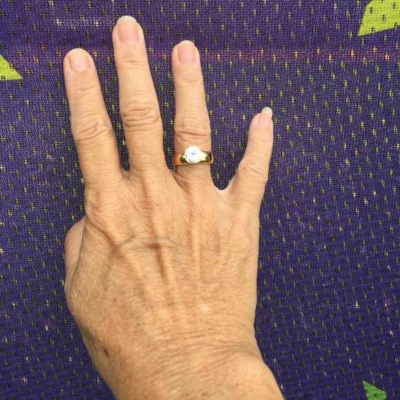 Beautiful CZ Yellow Gold over SS Ring size 7 only - Picture 4 of 4