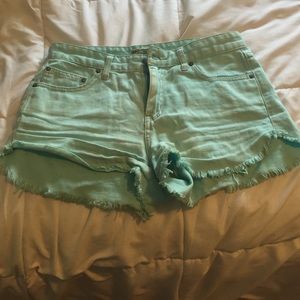 Free people turquoise jean shorts