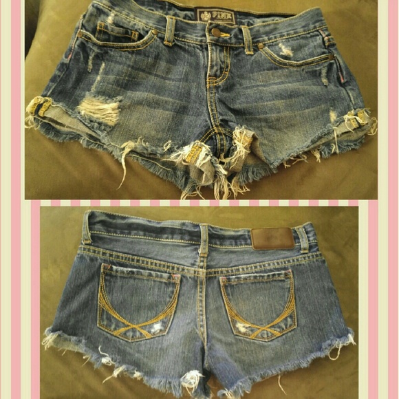 Size 0 VS PINK Distressed Denim Shorts Great Cond