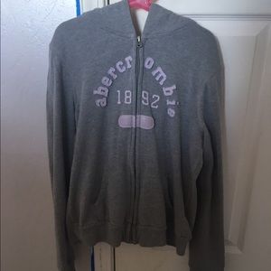 Grey Abercrombie kids zip up sweater