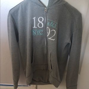 Grey Abercrombie kids zip up sweater