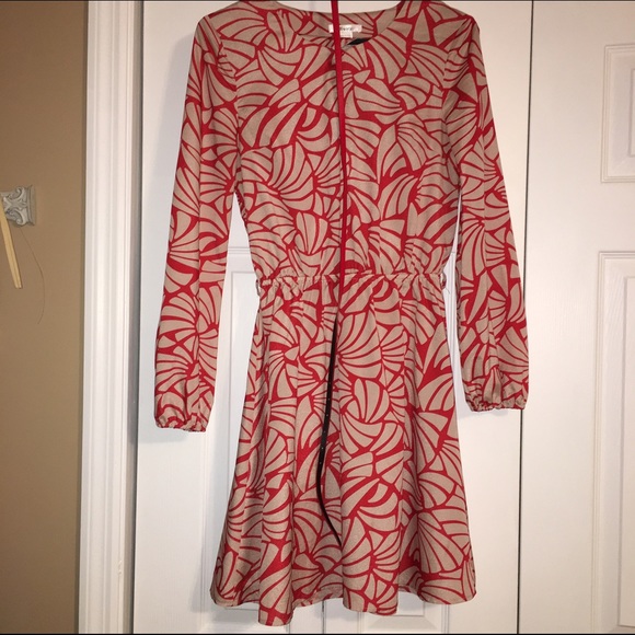 Red and Cream dress with belt