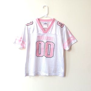 white and baby pink mesh football jersey