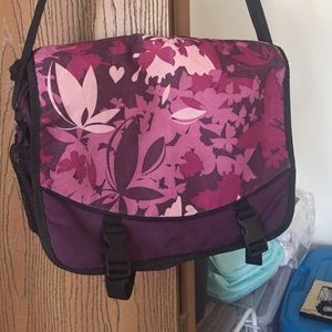 Pink/purple cross body backpack