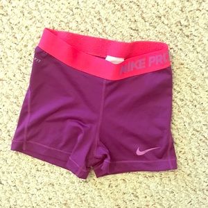 Nike Pro dri fit purple spandex with fuchsia band