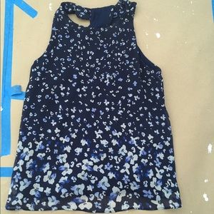 Blue floral banana republic tank top