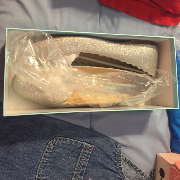 Silver sparkly flats