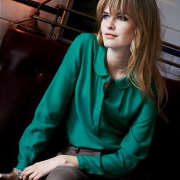 Boden silk teal blouse size 4 silk