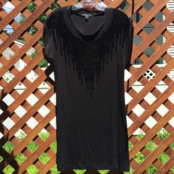 Black Sequin Detailed Long T-Shirt