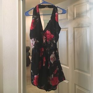 floral backless romper