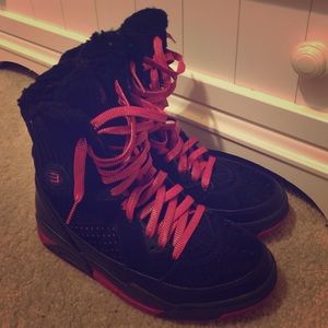 Black and Pink Jordan Boots