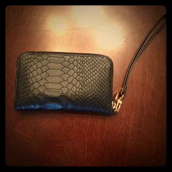 Black leather wristlet