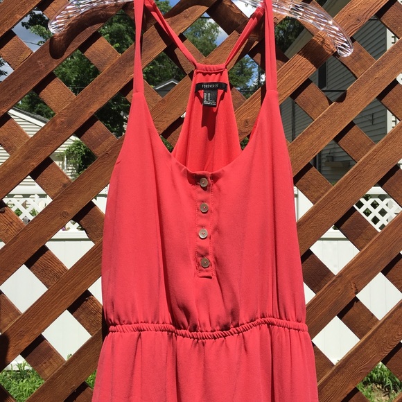 Coral High/Low Maxi Dress