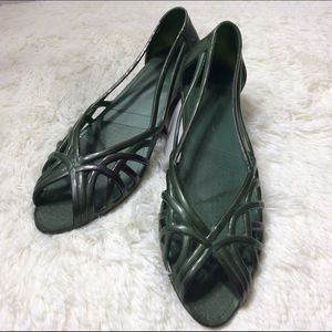 Vintage Jelly Flats - sage green and strappy
