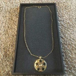 Lia Sophia gold and black pendant necklace