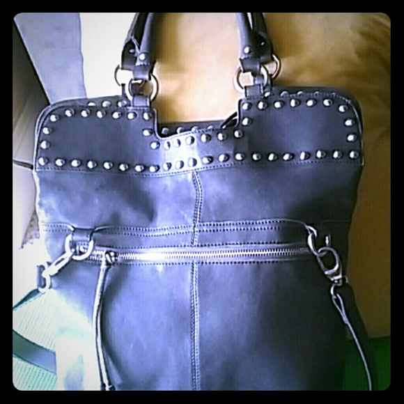 Leather grey purse purple paisley print inside