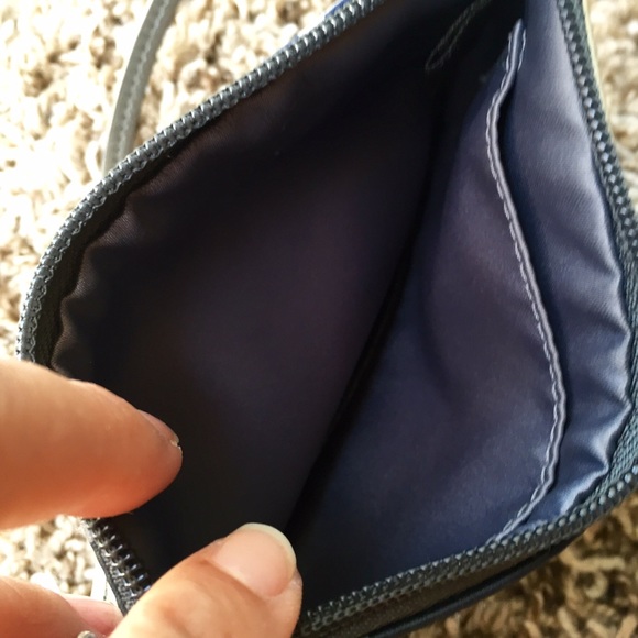 Coach wristlet blue, gray, white sateen, like new - Picture 3 of 4