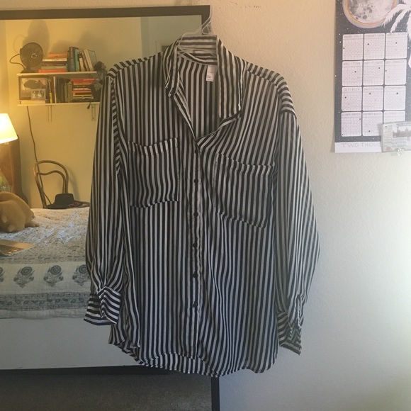 Oversized sheer striped American Apparel blouse