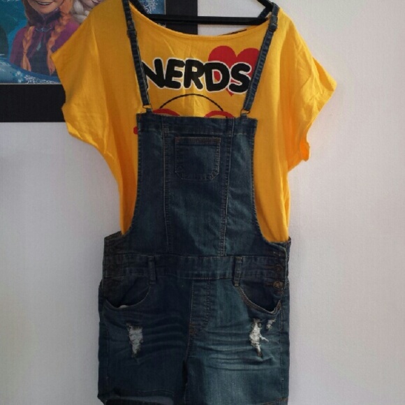 Cute denim overalls with cropped tee