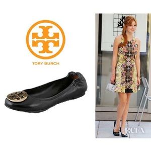 Tory Burch Black Leather Ballet Flats