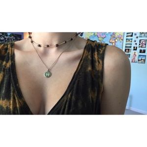 Creme and wooden beaded choker