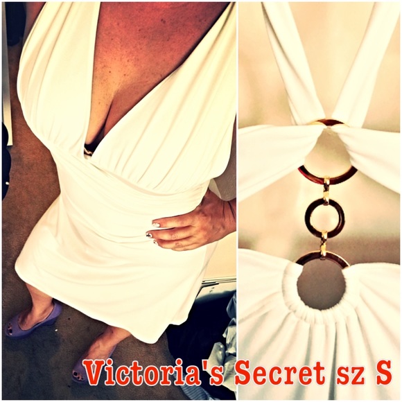 Victoria's Secret Moda Intl white gold dress sz S