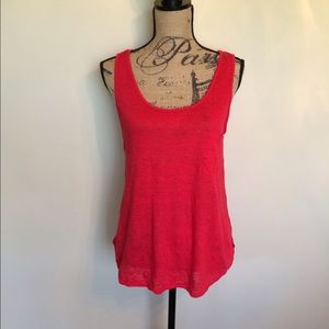 Max Studio Red sheer knit tank top w/pocket