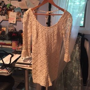 Lace Shorts Romper with Low Back