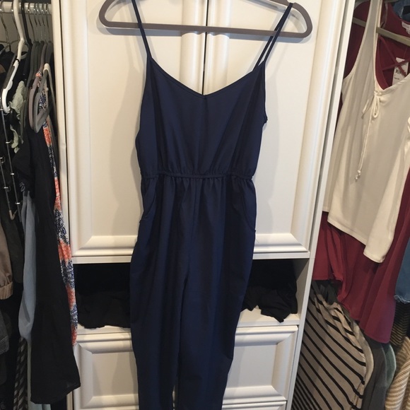 Navy blue long jumpsuit