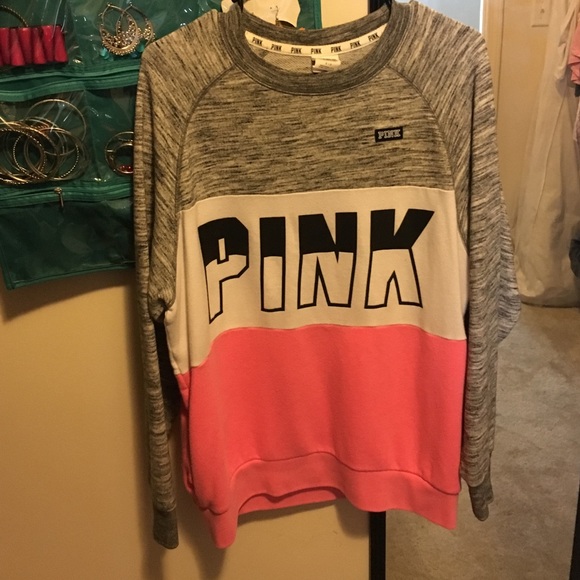 Vs pink color block sweatshirt