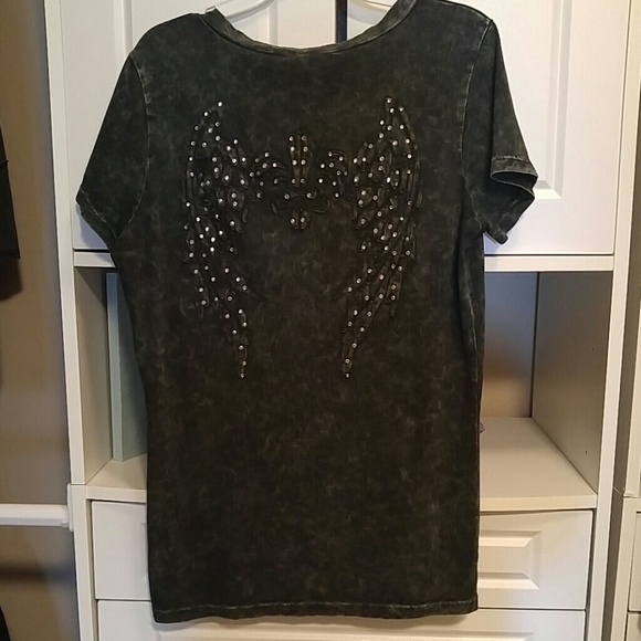 Super soft grey and black bling t