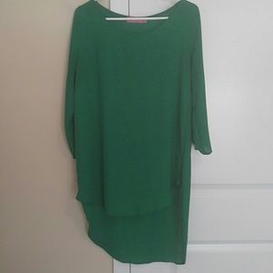 High-Low kelly green top from Almost Pink