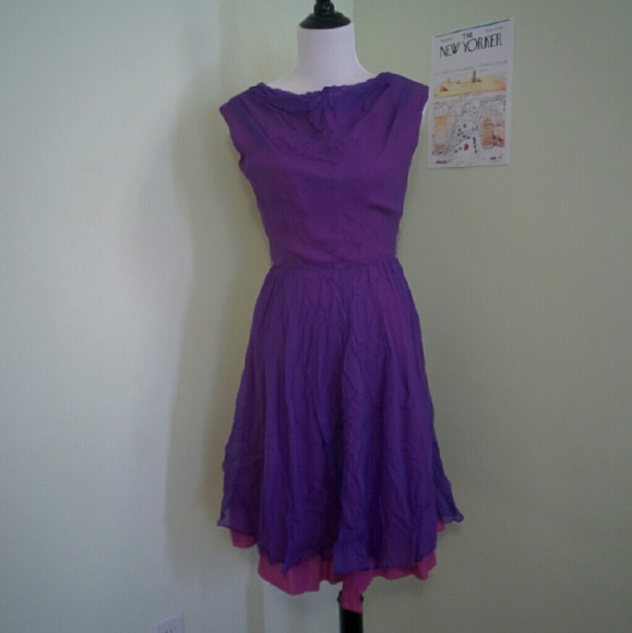 Elinor Gay purple chiffon vintage dress